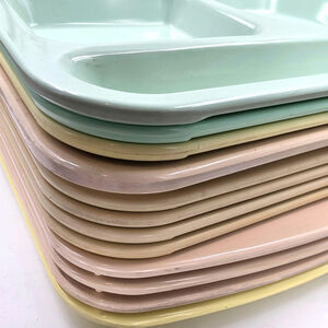 Lot of 12 Vintage Melamine Plastic School Cafeteria Lunch Room Trays 6 Divisions